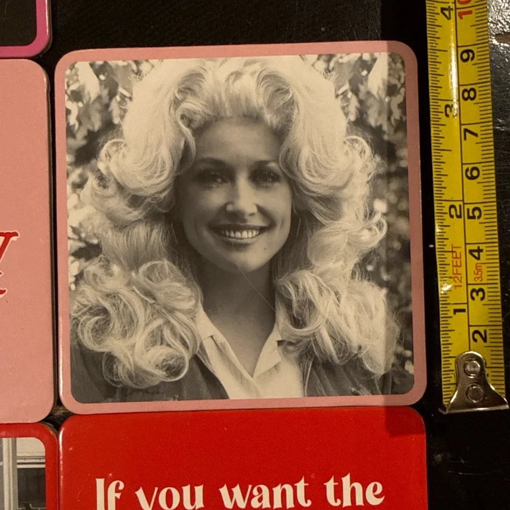 Dolly Parton Coasters Pink & Red Double-Sided Quote Vintage Photos Memorabilia